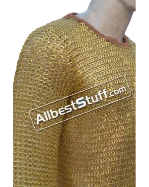 Medieval Chain Mail Made from Flat Riveted Brass Chest 44